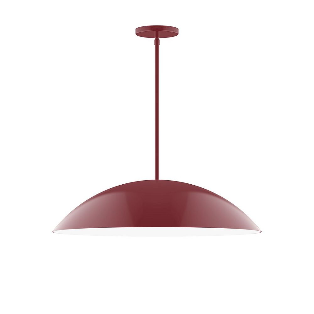 Montclair Lightworks STG439-55 24" Axis Half Dome Stem Hung Pendant Barn Red Finish